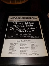 Mickey Milan Come Rain Or Come Shine Rare Original Promo Poster Ad Framed!