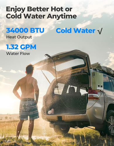 Camping Portable Tankless Water Heater 5L Capacity,1.32Gpm 34000 BTU Instant Pro - Picture 3 of 7