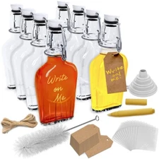 Nevlers 8.5 oz Swing Top Glass Flask (Pack of 8) | Includes Funnel, Brush