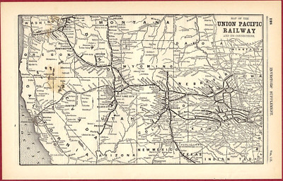 1895 RAIL ROAD MAP of THE UNION PACIFIC RAILWAY and CONNECTIONS