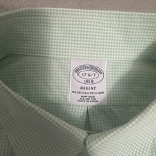 Brooks Brothers Shirt Regent Men's 17 6/7 Green Check Non Iron