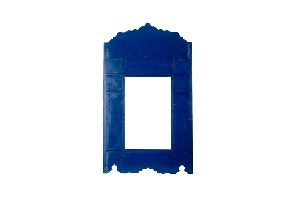 Set of 2 Painted Blue hanging mirror frame, Moroccan Vintage farmhouse decor - Image 4 of 4