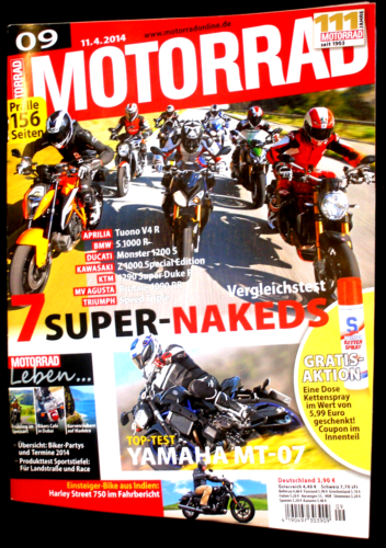 MOTORRAD 9-14+YAMAHA MT-07+BMW S 1000 R+KTM+DUCATI+KAWASAKI Z 1000+MV AGUSTA - Photo 1/1
