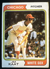 1974 topps baseball card #440 jim kaat  hof  white sox pitcher (stain)