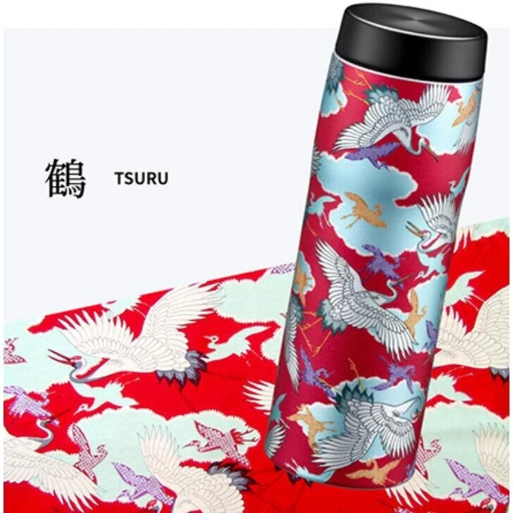 TIGER Stainless Steel Bottle, Kyo-Yuzen, Japanese Pattern, Paulownia Wood Box - Image 3 of 4