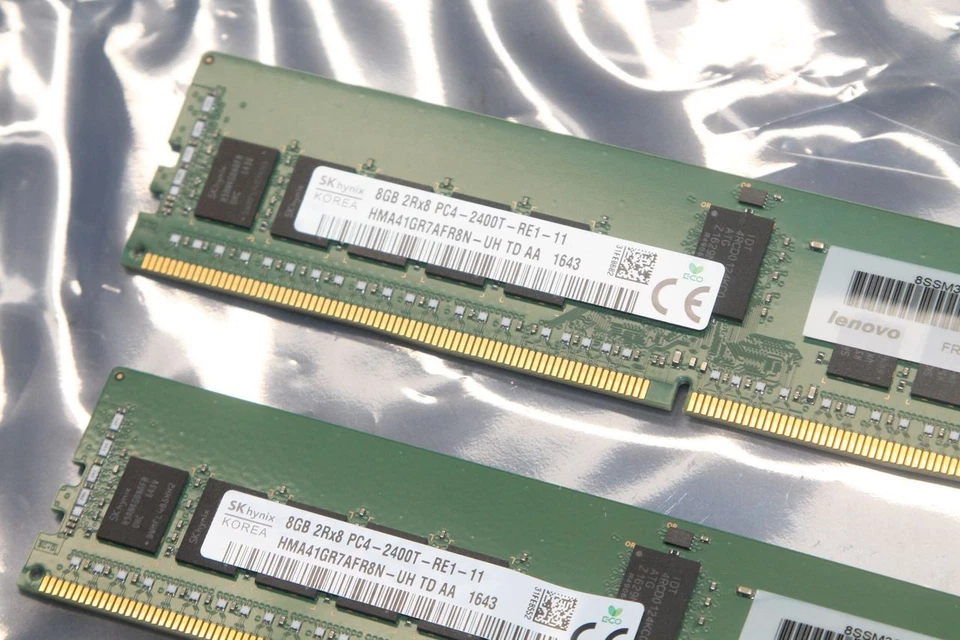 SK HYNIX / LENOVO .. 16Gb DDR4 ECC (2x8) PC4-2400T-RE1-11 / 01AG608 pour P410 .. - Photo 3/4