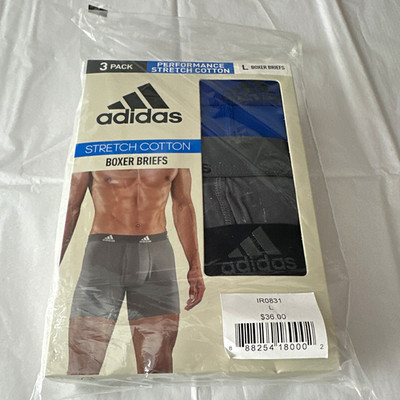 adidas Performance Men's Stretch Cotton Boxer Briefs 3-Pack L Multicolor