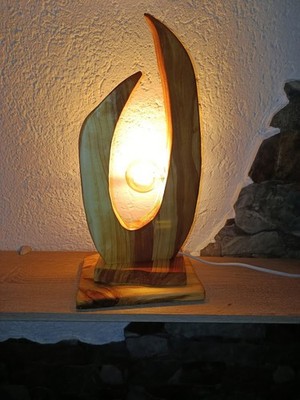 Baumstammlampe,Holzlampe,Stehle,Retro-LED Tischlampe,Kirschholz-Ambienteleuchte,