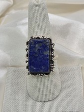 Sodalite Sterling Silver Ring with Bohemian Details Size 8.25