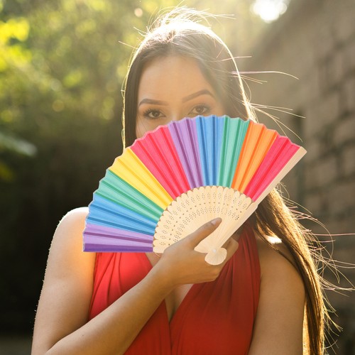 3pcs Foldable Fan Colorful Handheld Fan Durable Gift Fan Wedding Decors 21CM - Picture 10 of 12