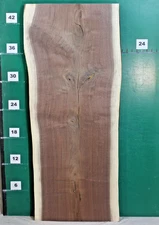 Beautiful Black Walnut Live Edge Slab 45.75"L x 19.5 to 18.25" W x 1.8" T #0660