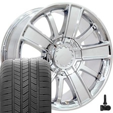 5653 Chrome 20x9 Wheels Goodyear Tires Tpms Set Fits Chevy Gmc Cadillac
