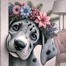 Diamond Painting Kits for Adults Dog, Round Diamond Art Kits for Beginners, 5D F
