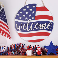 3D Memorial Day Door Sign 4Th of July Decorations Patriotic Wreaths Welcome