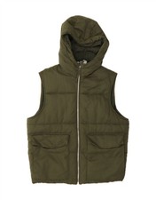 ZARA Gilet uomo imbottito con cappuccio UK 36 piccolo verde poliestere AZ15