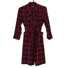 Pendleton 100 Virgin Wool Robe Mens L Tartan Plaid Red Green Made in USA Holes