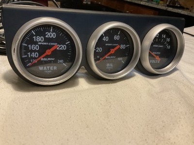 Auto Meter Sport-Comp Oil Water & Volts Triple Gauge Set Chevy SS Ford Mopar Etc
