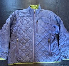 LANDS END YOUTH Large 14-16 BLUE/YELLOW LIGHTWEIGHT Puffer PRIMALOFT JACKET