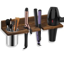 Hair Tool Organizer Wall Mounted - Wooden Dryer Holder, Blow Dryer Holder for...
