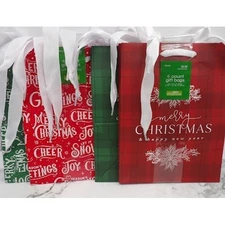 Lot of 12 CHRISTMAS GIFT BAGS 6.5"x8.5"x3.87" Great Quality & Satin Finish