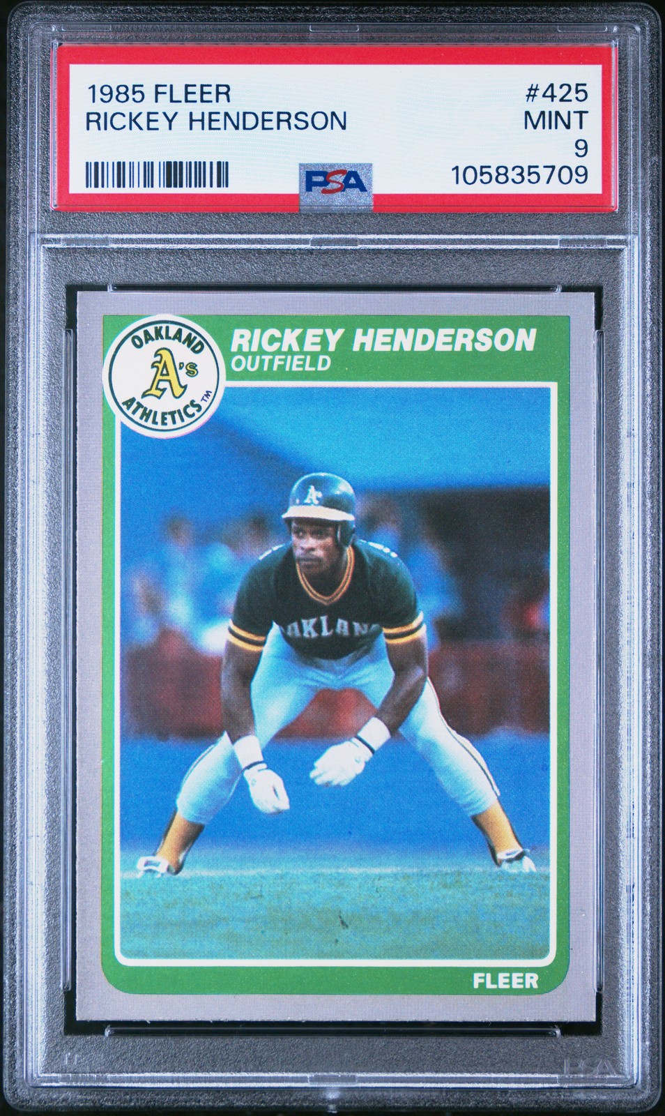 1985 FLEER #425 RICKEY HENDERSON PSA 9