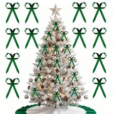 Daifunli 12 Pcs Green Metal Christmas Bow Ornaments for Tree