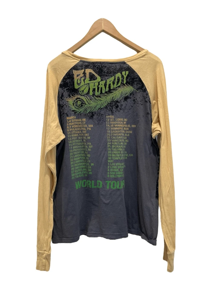 Camiseta de béisbol vintage Y2K gris y amarillo unisex adornada Ed Hardy manga larga Foto 3 de 4