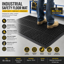 Industrial Rubber Safety Floor Mat 90x150cm Heavy Duty Non Slip Drainage