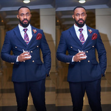 Peak Lapel Men's Suit Wedding Prom Business Formal Tuxedo Jacket Office 2Pcs