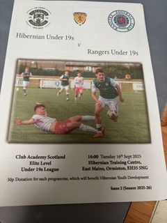 HIBERNIAN UNDER 18 v RANGERS Sept 2025