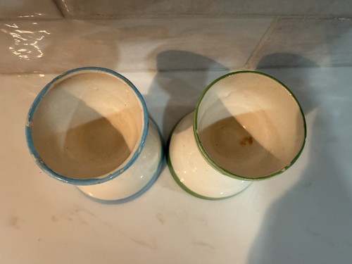 Juego de 2 tazas de huevo vintage pollitos pájaros azul amarillo 🐣🐣 - Imagen 17 de 18