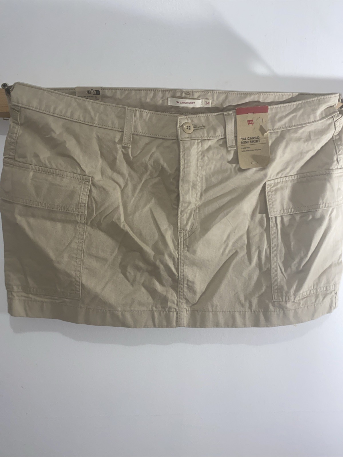 NEW Levi’s 94 Cargo Skirt Khaki Size 29 Mini Retro Tan Beige - 100% Cotton