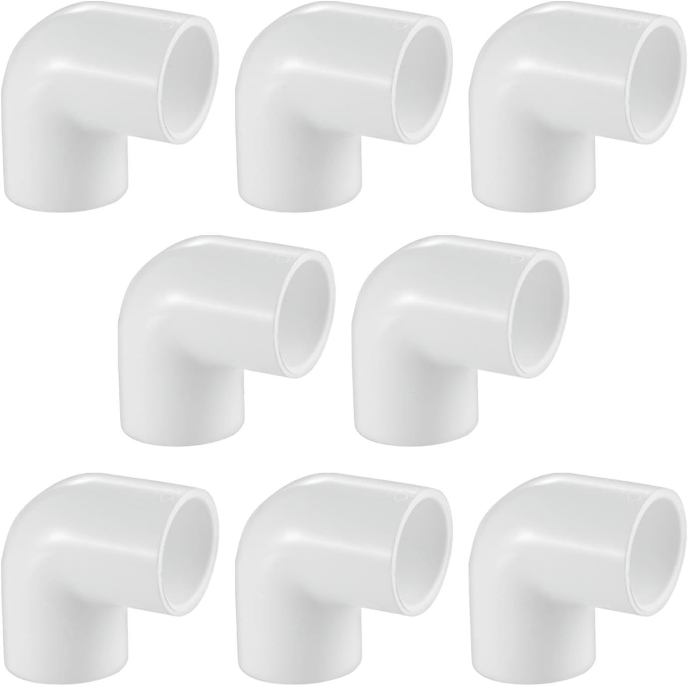 8 Pack 1/2 Inch 90 Degree PVC Elbow Fittings, Schedule 40 Socket Right Angle