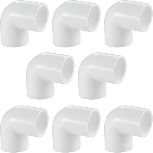 8 Pack 1/2 Inch 90 Degree PVC Elbow Fittings, Schedule 40 Socket Right Angle
