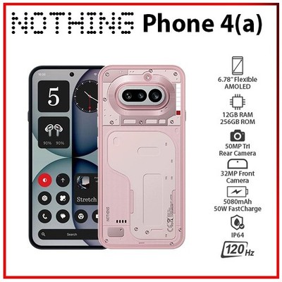 (New) Nothing Phone 4(a) PINK 12GB+256GB Dual SIM Unlocked Android Mobile Phone