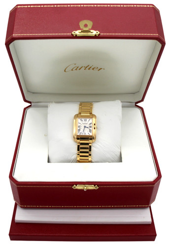 Cartier Tank Anglaise 18k Yellow Gold Roman Dial 22mm Quartz Wrist Watch  LW439.