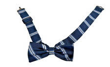 Brooks Brothers Makers Bow Tie Silk Adjustable Navy Blue White Repp Stripe USA
