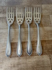 Alvin Sterling Silver Evangeline Pastry Forks 6⅛” Set of 4 • Antique ca.1908 “S”