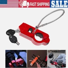 2 in 1 CNC Motorcycle Handlebar Lock Brake Handle Helmet Anti-theft Key Lock Red