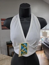 NOS Vtg 1970s Halter Top Double Knit Deadstock One Size Fits All Color All White
