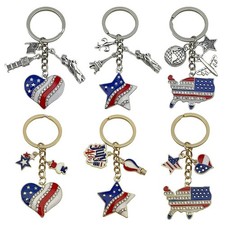 250th Anniversary Keychain-American Independence Day Flag Heart-shaped Pendant