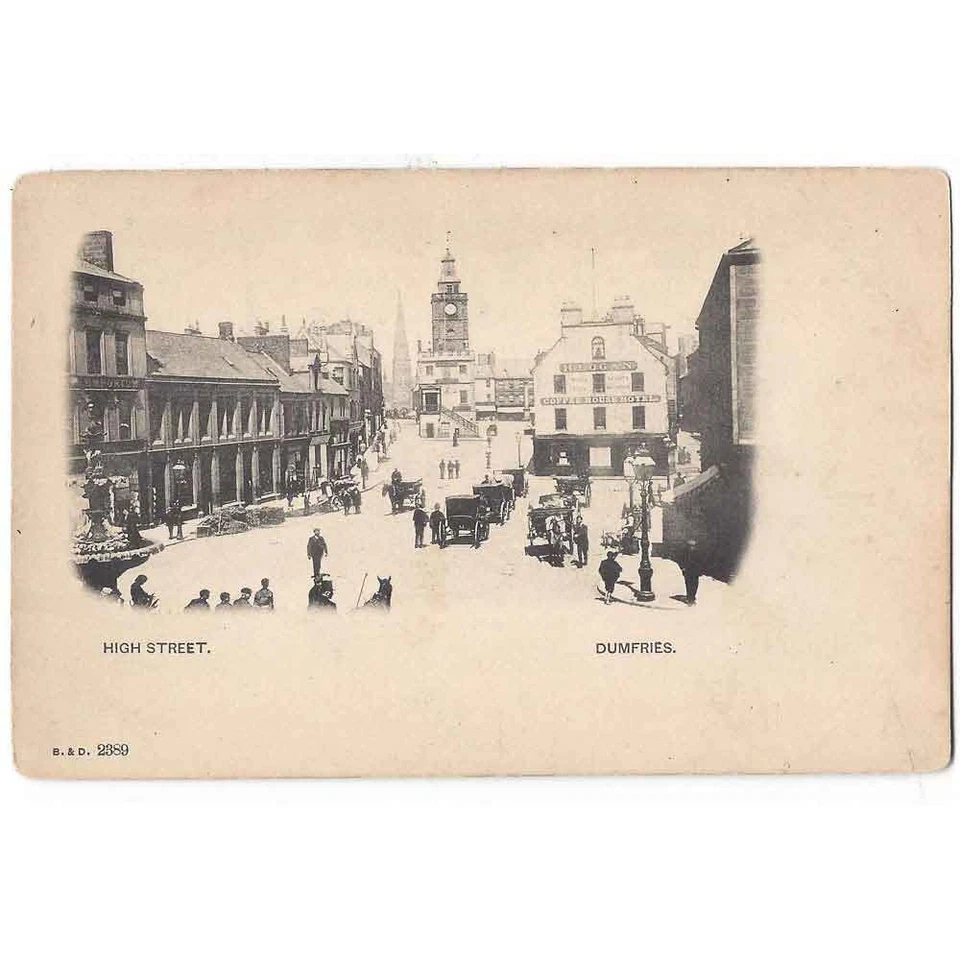 DUMFRIES High Street, Early Vignette Postcard Undivided Back Unused - Image 1 of 1