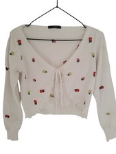 White Floral Embroidered Print Bolero Shrug Cropped Cardigan Y2K Fairycore 8