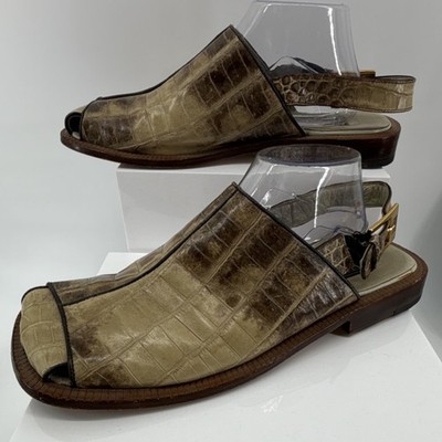 Fennix Italy Men 9.5 Croc Embossed Italian Leather Slingback 