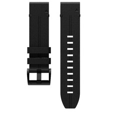 22mm Black Leather Watch Wristband Strap Replace For Garmin Fenix 5 6 7