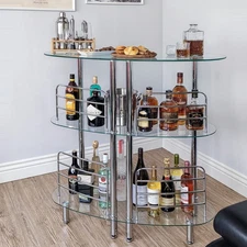 Mango Steam Bar Table for Home - Contemporary Modern Home Bar Unit, Liquor Ba...