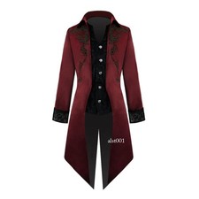 Men's Gothic Tailcoat Long Suit Jacket Tops Tuxedo Victorian Frock Coats Jackets