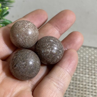 3pc 32g  Natural polished dinosaur bone ball specimen from Madagascar