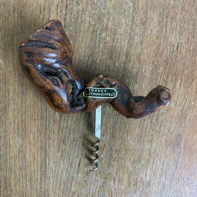 Vintage French Caves de la Tour Eiffel Corkscrew made of Vine Wood