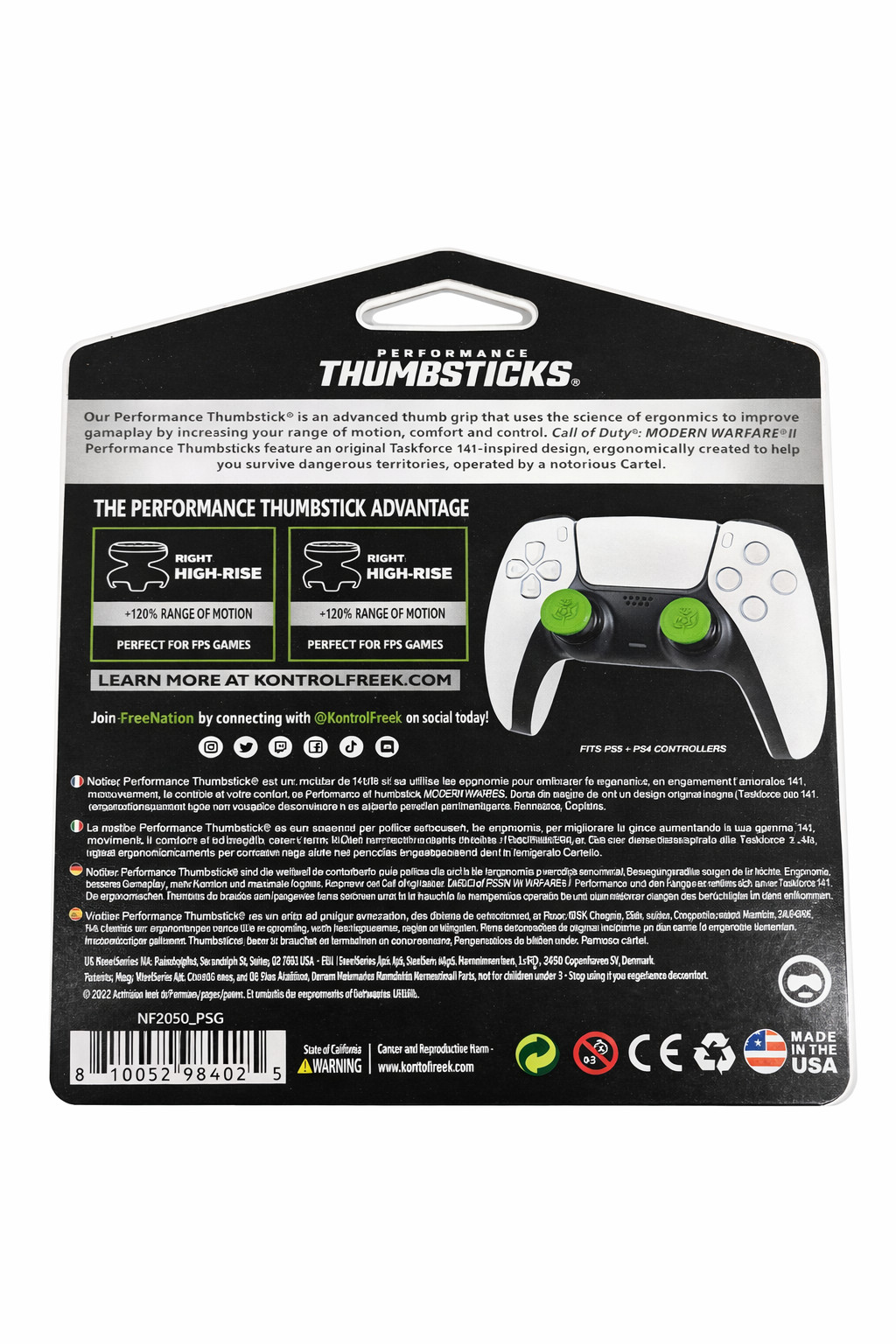 KontrolFreek Call of Duty® MWII Performance Thumbsticks – PS5 & PS4 (Green, High